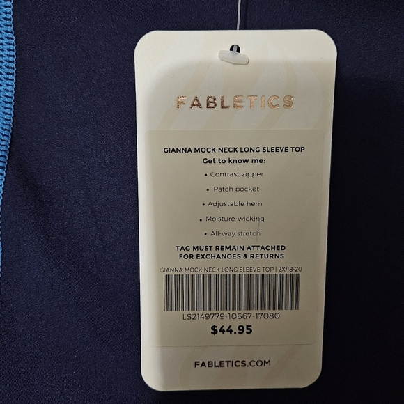 Fabletics Gianna Mock Neck Navy Blue Long Sleeve Top Size 2X - Picture 7 of 12